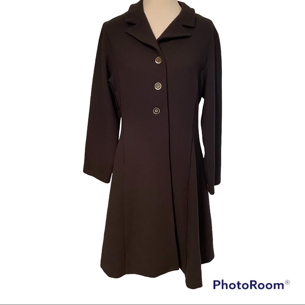 KAROL RICHARDSON JACKET COAT GRAY WOOL MIDI LONG SLEEVE SIZE M/L USA